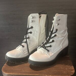 Steve Madden Black & White Combat Boots with Black Laces